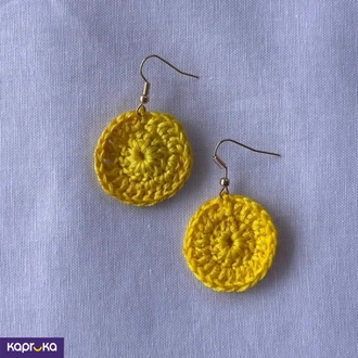 Handmade Crochet Round Drop Earrings  Yellow Buy Jewellery Online for specialGifts