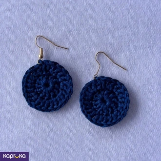 Handmade Crochet Round Drop Earrings  Dark Blue Buy Jewellery Online for specialGifts