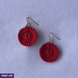 Handmade Crochet Round Drop Earrings  Red Buy Jewellery Online for specialGifts