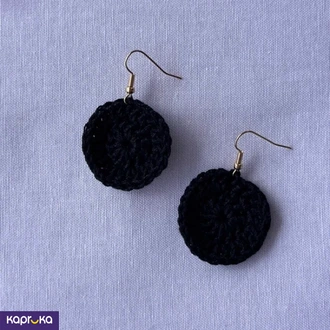 Handmade Crochet Round Drop Earrings  Classic Black Buy Jewellery Online for specialGifts