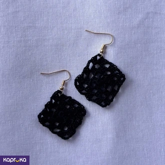 Handmade Crochet Diamond Drop Earrings  Classic Black Buy Jewellery Online for specialGifts