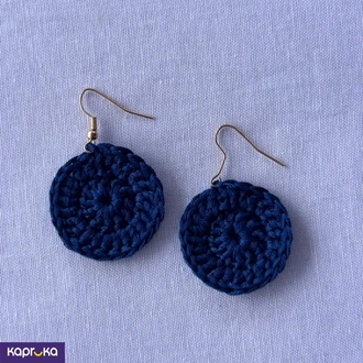 Handmade Crochet Round Drop Earrings  Dark Blue Buy Jewellery Online for specialGifts