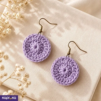 Handmade Crochet Round Drop Earrings - Light Purple, Sri Lanka  Online for none
