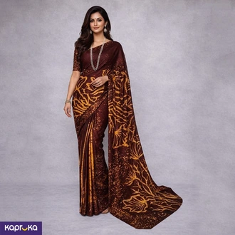 Traditional Srilankan Hand Made Batik Maroon With Yellow Design 7 Yard Buy Clothing and Fashion Online for specialGifts