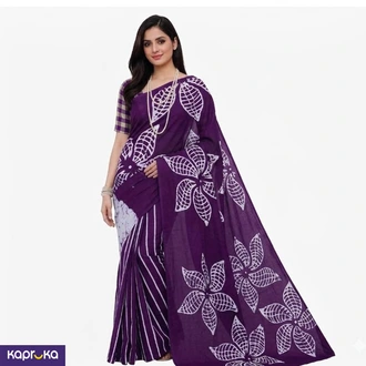 Elegant Sri Lankan Handmade Batik P Purple And White Saree  Buy Clothing and Fashion Online for specialGifts