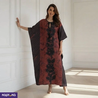 Rust Rose Kaftan Batik Maxi Dress  Online for none