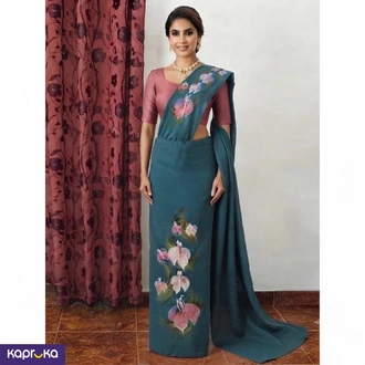Embroidery Linen Kandyan Osari Saree Buy KKY Batik Online for CLOTHING