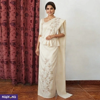 Embroidery  Elegance Bloom Linen Kandyan Osari Saree Buy KKY Batik Online for CLOTHING
