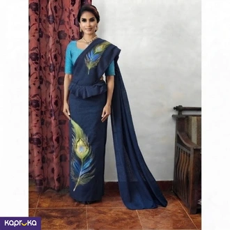 Peacock Motif Kandyan Osari Saree - Linen, Sri Lanka  Online for none