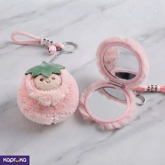 Fluffy  Strawberry Cartoon Mirror And Key Chain Buy Cosmetics Online for specialGifts
