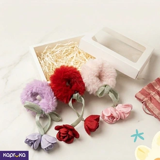 Rose Tassels Faux Fur Hair Tie Set  Online for none