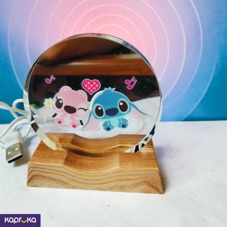 Stitch and Angel Acrylic LED Night Light Wooden Base Sri Lanka  Online for none