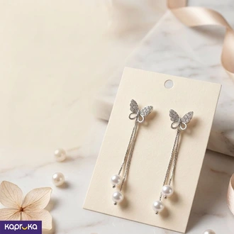 Crystal Butterfly Faux Pearl Tassel Drop Earrings - KKY Batik -  Online for none