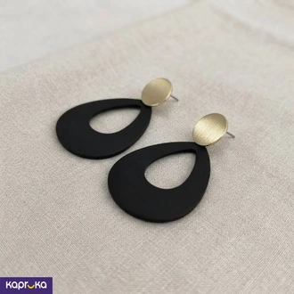 Minimalist Gold Tone And Black Teadrop Statement Earrings - KKY  Online for none