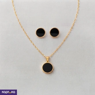 Elegant Gold Tone Black Circular Jewelry Set Buy Jewellery Online for specialGifts