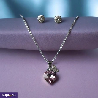 Sparking Crystal Heart Shape Pendant Necklace Set Buy Jewellery Online for specialGifts