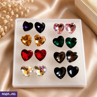 Dazzling Heart Shaped Crystals Earring Set 8 Pair Buy Jewellery Online for specialGifts