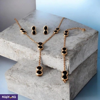 Golden Elegance Black Stone Necklace Set Buy Jewellery Online for specialGifts