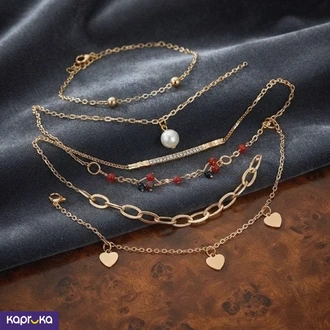 Layered Gold Tone Anklet Collection 6pcs - KKY Batik - Women`s  Online for none