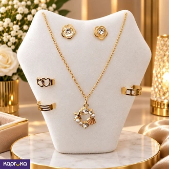 Gold Tone Ocean Dream Rose 5pcs Jewelry Set Sri Lanka - ia-bati  Online for none