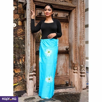Blue Womens Lungi With White Floral Design For Awurudu Buy Clothing and Fashion Online for specialGifts