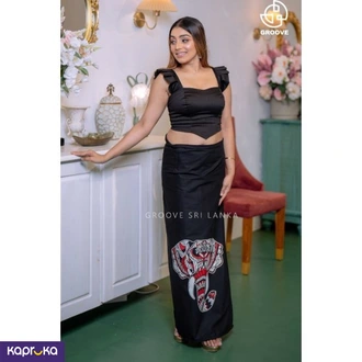 Elegant Elephant Motif Black Ladies Lungi Buy Clothing and Fashion Online for specialGifts