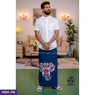 Elegant Elephant Motif Blue Gents Sarong Buy Clothing and Fashion Online for specialGifts