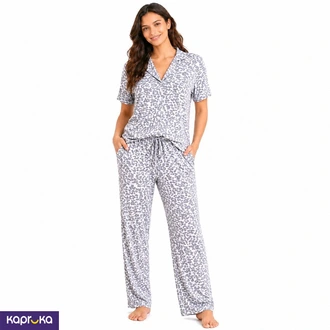 Adalyn Classic Long Pj Set In Grey Leopard  Online for none