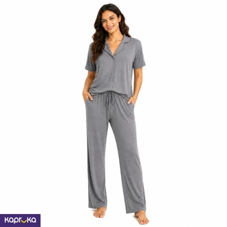 Adalyn Classic Long Pj Set In Dark Grey  Online for none