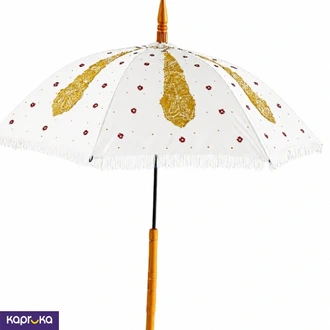 Muthu Kudaya - White, Red n Gold Pearl Pirikara Umbrella  Online for none