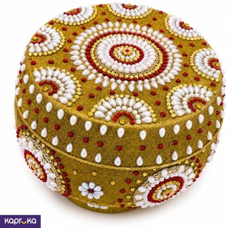 Elegant White  Red And Gold Pearl Decarative Gold Paththaraya Buy Moonveil Pearls Online for RELIGIOUS
