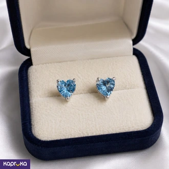 925 Silver With Natural Blue Topaz Heart Shape Gem Stone Mounted  Online for none