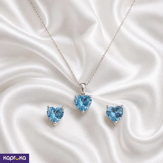 925 Silver Natural Blue Topaz Jewellery Set - KASA Company - Wo  Online for none