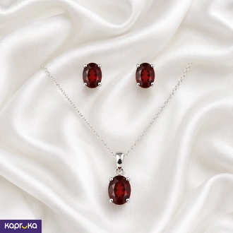 925 Silver Natural Red Garnet Jewellery Set - KASA Company - Wo  Online for none