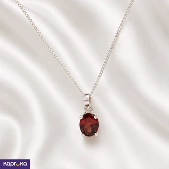 925 Silver Natural Red Garnet Pendant With Chain - KASA Company  Online for none