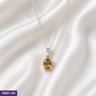 925 Silver Natural Citrine Pendant With Chain - Sri Lanka - KAS  Online for none