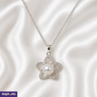 925 Silver Natural Pearl And Cubic Zirconia Mounted Woemens Pendant Necklace Set Buy Jewellery Online for specialGifts