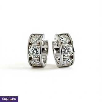 Triple Stone Huggies Earrings - SIHINA - Women`s Jewelry  Online for none