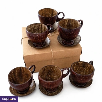 Natures Elegance Hand Crafted Coconut Shell Cup And Saucer 12 Piieces Set Buy Island Roots Online for HOUSEHOLD