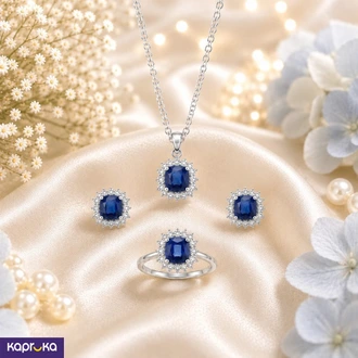 Natural Corundum Square Cushion Blue Sapphire Set Buy Royal jewellers pvt ltd Online for JEWELRY/WATCHES