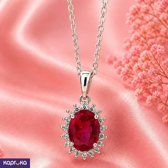 Crimson Bloom Pendant With Chain - 925 Silver, Sri Lanka - roya  Online for none