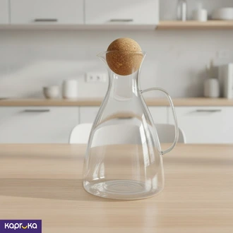 1600ml Elegant Borosilicate Glass Water Carafe With Spherical Cork Stopper Buy ABM Multy Traders Online for HOUSEHOLD