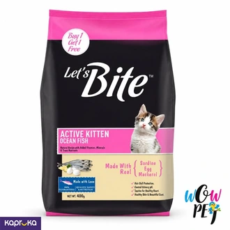 Lets Bite Active Kitten Ocean Fish 400g Dry Cat Food  Online for none