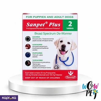 Sanpet Plus Broad Spectrum DeWormer For Dogs 2 Tablets  Online for none
