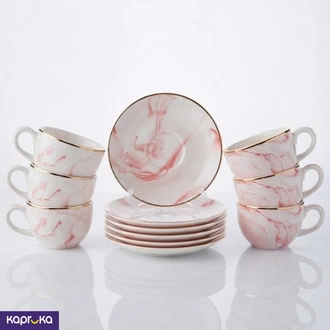 Marble Red 12 Pcs Tea Set  Online for none