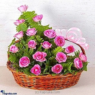 Basket Arrangement Of 20 Pink Roses Buy India Online for specialGifts