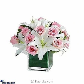 Vase Arrangement Of 2 White Lilies With 15 Pi Buy India Online for specialGifts