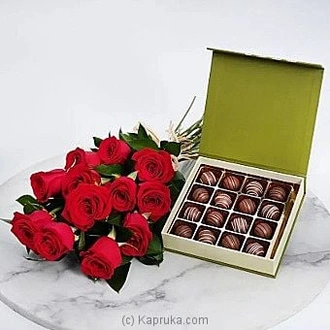 Chocolates And Hand Tied Red Rose Bouquet Buy uae Online for specialGifts