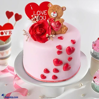 Sweetheart`s Delightful Surprise Ribbon Cake Buy valentine Online for specialGifts