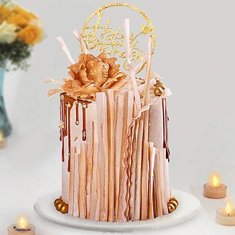 Golden Bloom Delight Ribbon Tower Cake  Online for none